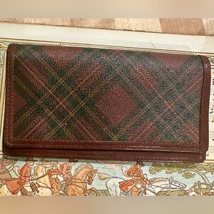Vintage Ralph Lauren Polo Tartan Blackwatch Plaid Continental Leather Wallet